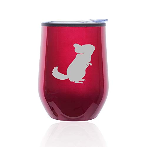 Stemless Wine Tumbler Coffee Travel Mug Glass With Lid Chinchilla (Fuchsia)