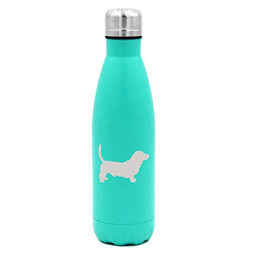 MIP Brand 17 oz. Double Wall Vacuum Insulated Stainless Steel Water Bottle Travel Mug Cup Basset Hound (Light-Blue)