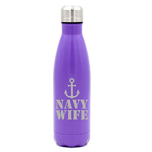 MIP Brand 17 oz. Double Wall Vacuum Insulated Stainless Steel Water Bottle Travel Mug Cup Navy Wife (Purple)