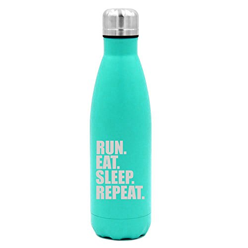 17 oz. Double Wall Vacuum Insulated Stainless Steel Water Bottle Travel Mug Cup Run Eat Sleep Repeat (Light-Blue)