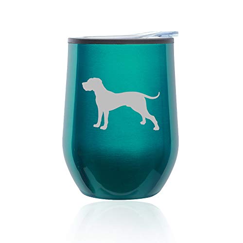 Stemless Wine Tumbler Coffee Travel Mug Glass With Lid Great Dane (Turquoise Teal)