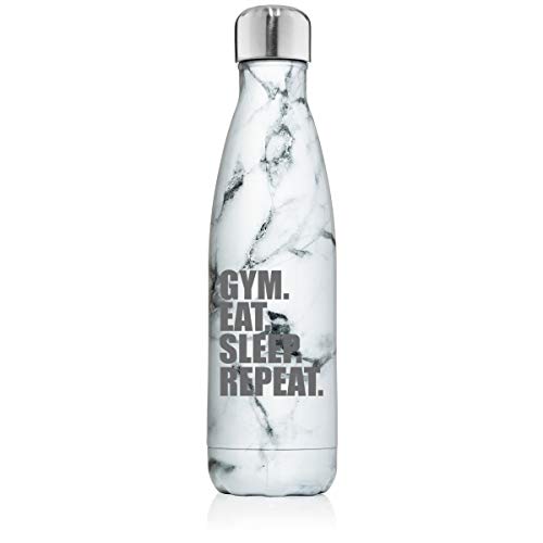 17 oz. Double Wall Vacuum Insulated Stainless Steel Water Bottle Travel Mug Cup Gym Eat Sleep Repeat (Black White Marble)