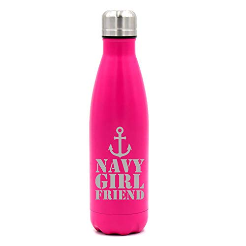 MIP Brand 17 oz. Double Wall Vacuum Insulated Stainless Steel Water Bottle Travel Mug Cup Navy Girlfriend Anchor (Pink)