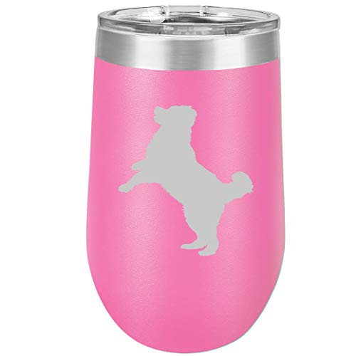 16 oz Double Wall Vacuum Insulated Stainless Steel Stemless Wine Tumbler Glass Coffee Travel Mug With Lid Bernese Mountain Dog (Hot Pink)