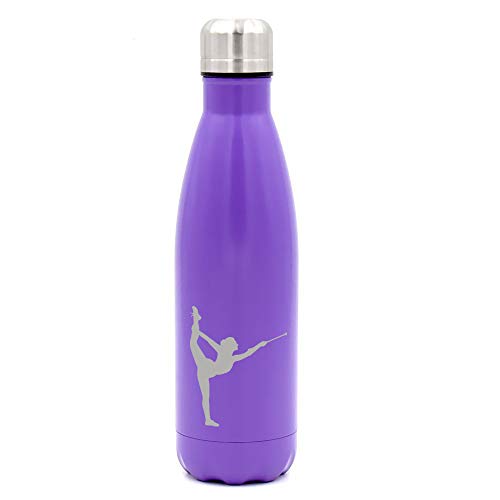 MIP Brand 17 oz. Double Wall Vacuum Insulated Stainless Steel Water Bottle Travel Mug Cup Female Gymnast Twirling Baton Gymnastics (Purple)