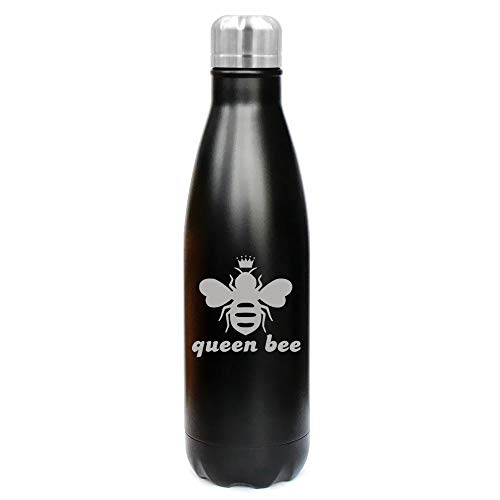 MIP Brand 17 oz. Double Wall Vacuum Insulated Stainless Steel Water Bottle Travel Mug Cup Queen Bee (Black)