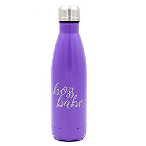 MIP Brand 17 oz. Double Wall Vacuum Insulated Stainless Steel Water Bottle Travel Mug Cup Boss Babe (Purple)