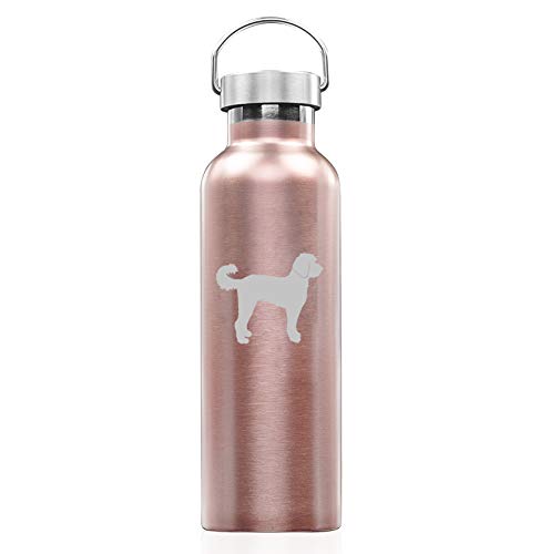 Rose Gold Double Wall Vacuum Insulated Stainless Steel Tumbler Travel Mug Labradoodle (25 oz Water Bottle)