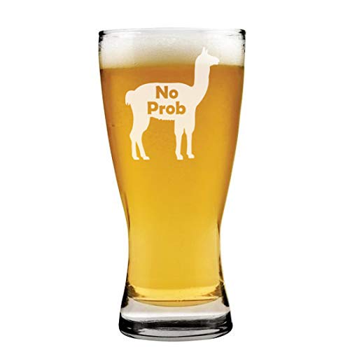 15 oz Beer Pilsner Glass No Prob Llama Funny