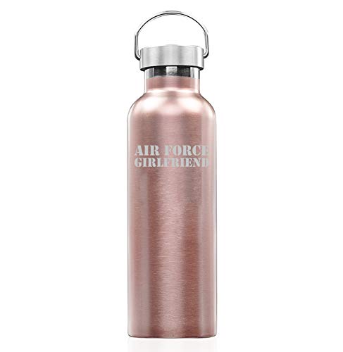 Rose Gold Double Wall Vacuum Insulated Stainless Steel Tumbler Travel Mug Air Force Girlfriend (25 oz Water Bottle)