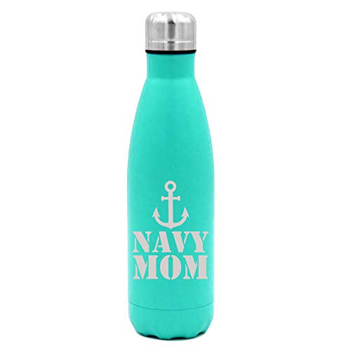 MIP Brand 17 oz. Double Wall Vacuum Insulated Stainless Steel Water Bottle Travel Mug Cup Navy Mom (Light-Blue)