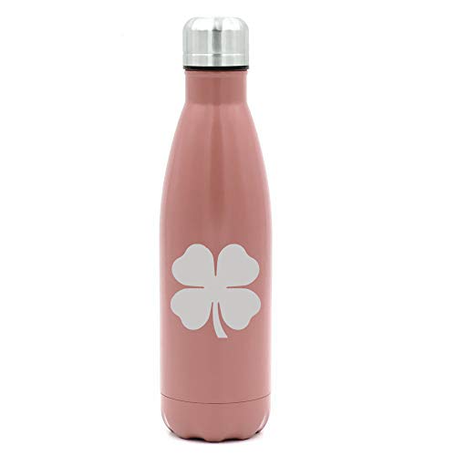 MIP Brand 17 oz. Double Wall Vacuum Insulated Stainless Steel Water Bottle Travel Mug Cup 4 Leaf Clover (Rose Gold)