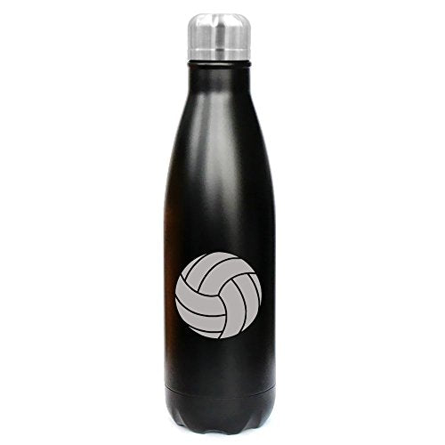 17 oz. Double Wall Vacuum Insulated Stainless Steel Water Bottle Travel Mug Cup Volleyball (Black)