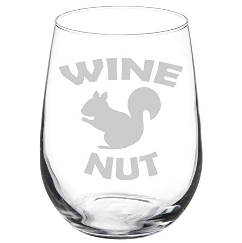 Wine Glass Goblet Funny Squirrel Wine Nut (17 oz Stemless)