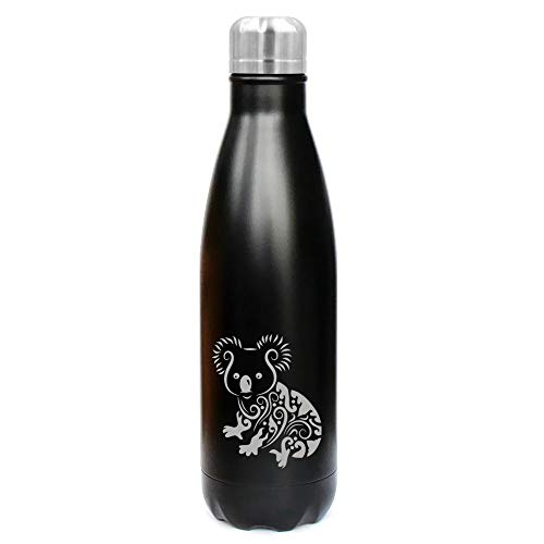 17 oz. Double Wall Vacuum Insulated Stainless Steel Water Bottle Travel Mug Cup Fancy Koala Bear (Black)