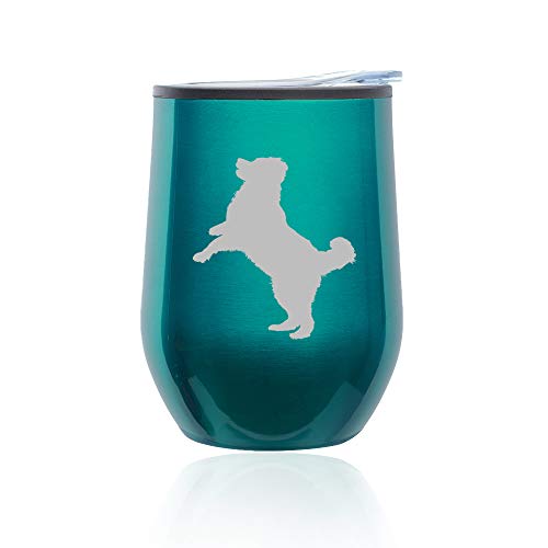 Stemless Wine Tumbler Coffee Travel Mug Glass With Lid Bernese Mountain Dog (Turquoise Teal)