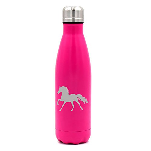 17 oz. Double Wall Vacuum Insulated Stainless Steel Water Bottle Travel Mug Cup Horse (Pink)