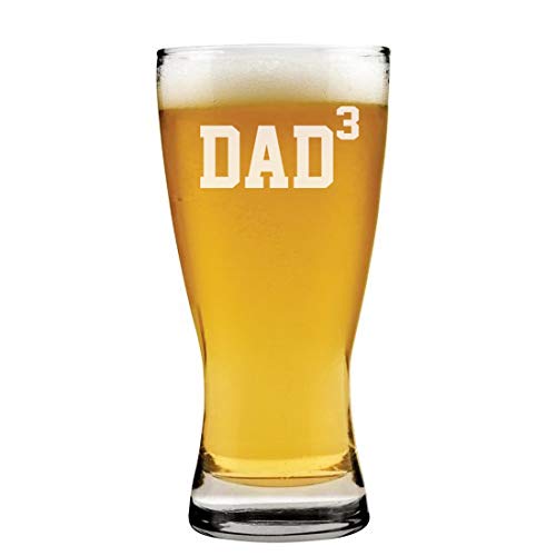 15 oz Beer Pilsner Glass DAD x3 Cubed Father of 3