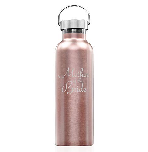 Rose Gold Double Wall Vacuum Insulated Stainless Steel Tumbler Travel Mug Mother Of The Bride (25 oz Water Bottle)