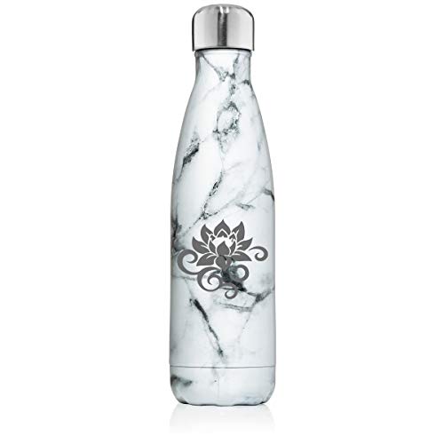 MIP Brand 17 oz. Double Wall Vacuum Insulated Stainless Steel Water Bottle Travel Mug Cup Lotus Flower Scroll