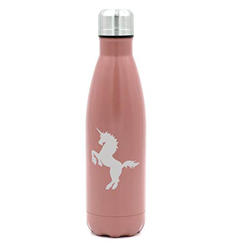 MIP Brand 17 oz. Double Wall Vacuum Insulated Stainless Steel Water Bottle Travel Mug Cup Unicorn (Rose Gold)