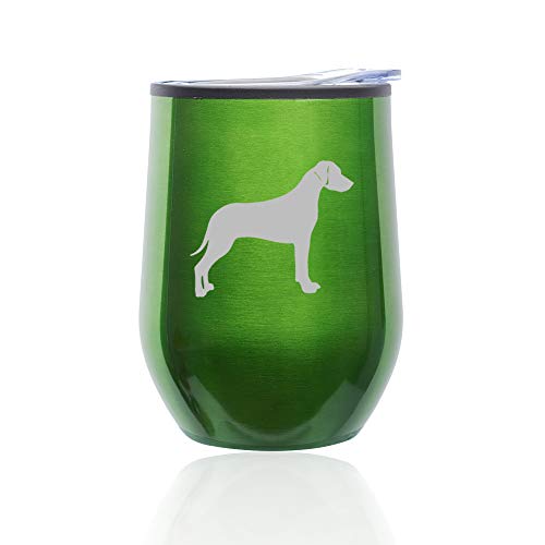 Stemless Wine Tumbler Coffee Travel Mug Glass With Lid Rhodesian Ridgeback (Green)