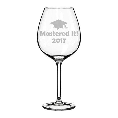 Wine Glass Goblet Funny Class of 2017 Graduation Masters Mastered It (20 oz Jumbo)