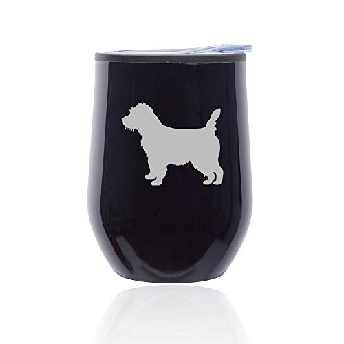 Stemless Wine Tumbler Coffee Travel Mug Glass With Lid Cairn Terrier (Midnight Black)