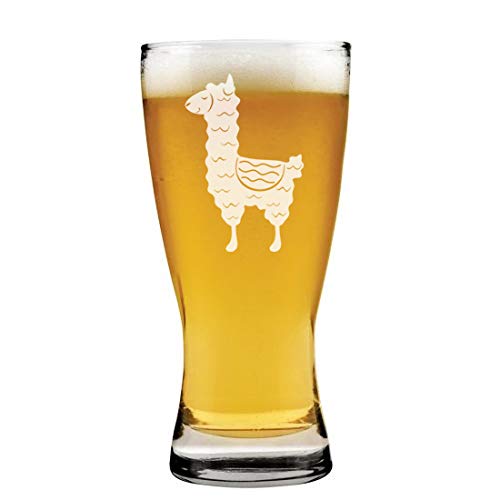 15 oz Beer Pilsner Glass Cute Llama