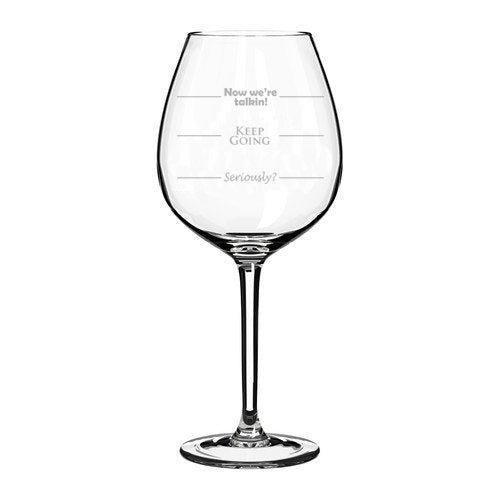 Wine Glass Goblet Funny Fill Lines Seriously Keep Going Now We're Talking (20 oz Jumbo)