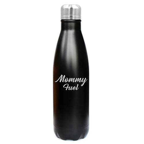 17 oz. Double Wall Vacuum Insulated Stainless Steel Water Bottle Travel Mug Cup Mommy Fuel Mom Mother (Black)