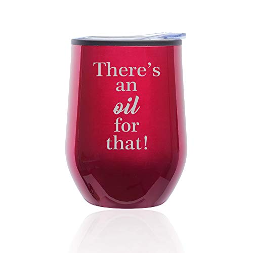 Stemless Wine Tumbler Coffee Travel Mug Glass With Lid There's An Oil For That Essential Oils (Fuchsia)