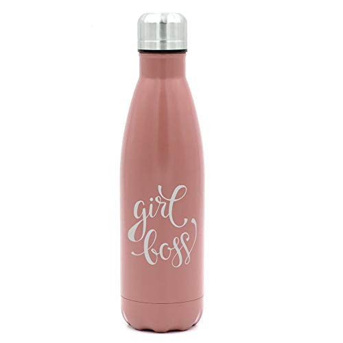 MIP Brand 17 oz. Double Wall Vacuum Insulated Stainless Steel Water Bottle Travel Mug Cup Girl Boss (Rose Gold)