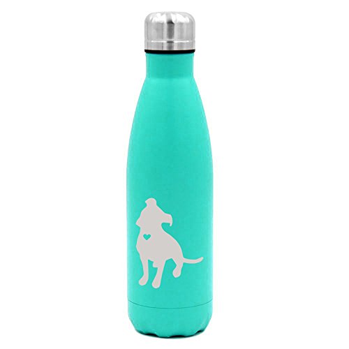 17 oz. Double Wall Vacuum Insulated Stainless Steel Water Bottle Travel Mug Cup Cute Pit Bull With Heart (Light-Blue)