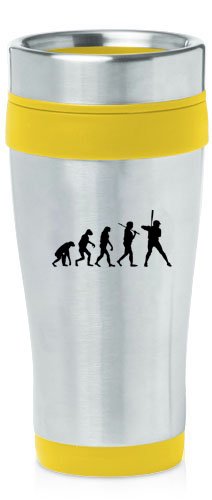 Yellow 16oz Insulated Stainless Steel Travel Mug Z913 Evolution Baseball