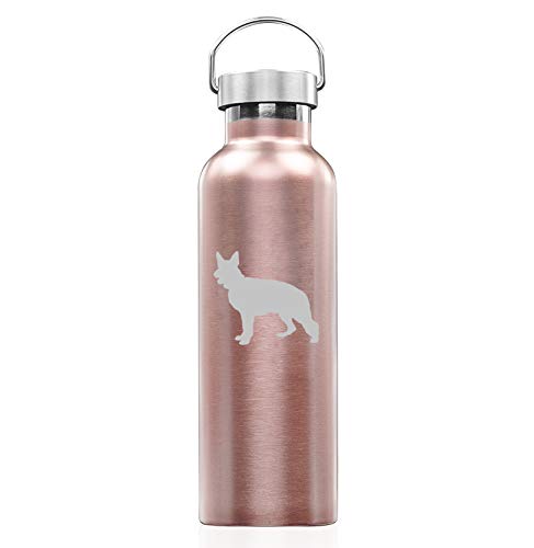 Rose Gold Double Wall Vacuum Insulated Stainless Steel Tumbler Travel Mug German Shepherd (25 oz Water Bottle)