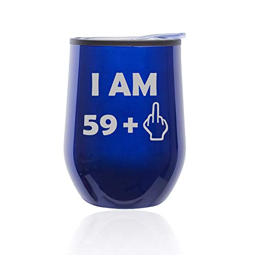 Stemless Wine Tumbler Coffee Travel Mug Glass With Lid 60th Birthday I Am 59 Plus Funny