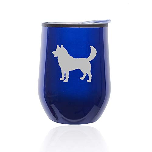 Stemless Wine Tumbler Coffee Travel Mug Glass With Lid Husky
