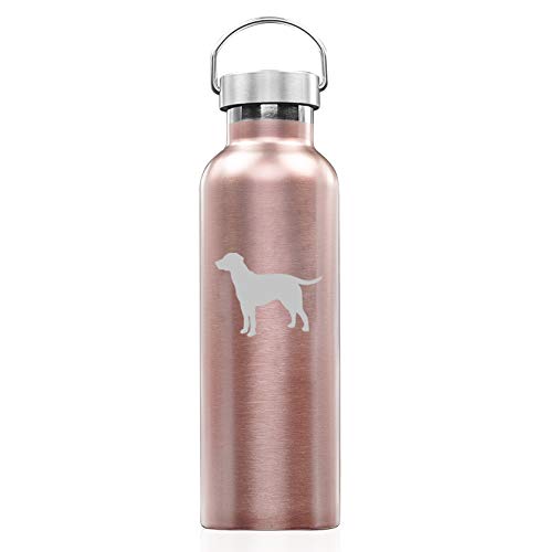 Rose Gold Double Wall Vacuum Insulated Stainless Steel Tumbler Travel Mug Lab Labrador Retriever (25 oz Water Bottle)