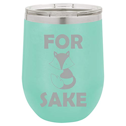 12 oz Double Wall Vacuum Insulated Stainless Steel Stemless Wine Tumbler Glass Coffee Travel Mug With Lid For Fox Sake (Teal)