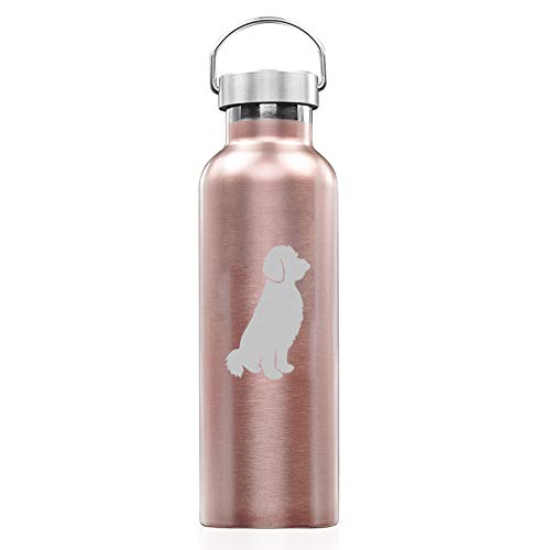 Rose Gold Double Wall Vacuum Insulated Stainless Steel Tumbler Travel Mug Goldendoodle (25 oz Water Bottle)