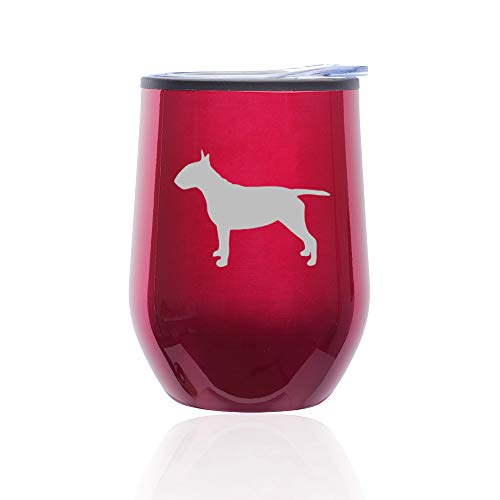 Stemless Wine Tumbler Coffee Travel Mug Glass With Lid Bull Terrier (Fuchsia)