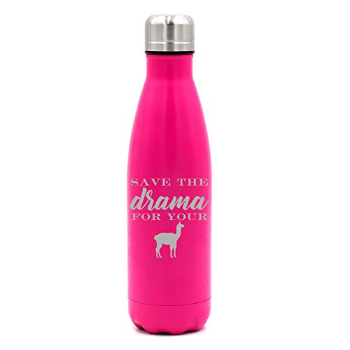 MIP Brand 17 oz. Double Wall Vacuum Insulated Stainless Steel Water Bottle Travel Mug Cup Save The Drama for Your Llama (Pink)