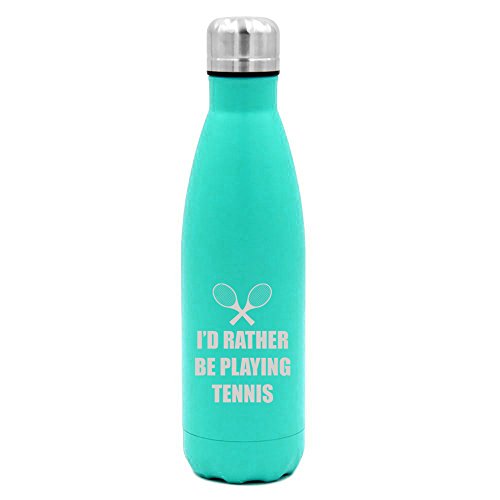 17 oz. Double Wall Vacuum Insulated Stainless Steel Water Bottle Travel Mug Cup I'd Rather Be Playing Tennis (Light-Blue)