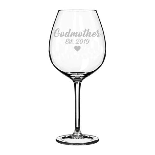 Wine Glass Goblet Baptism Christening Godmother Est 2019 (20 oz Jumbo)