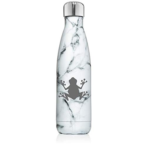 17 oz. Double Wall Vacuum Insulated Stainless Steel Water Bottle Travel Mug Cup Frog (Black White Marble)