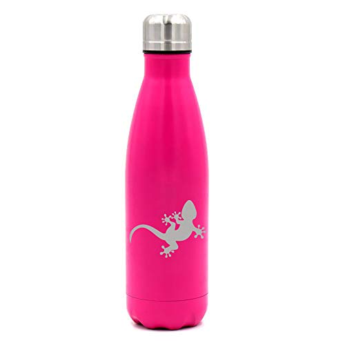 MIP Brand 17 oz. Double Wall Vacuum Insulated Stainless Steel Water Bottle Travel Mug Cup Gecko Lizard (Pink)