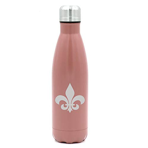 MIP Brand 17 oz. Double Wall Vacuum Insulated Stainless Steel Water Bottle Travel Mug Cup Fleur-De-Lis (Rose Gold)