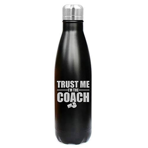 MIP Brand 17 oz. Double Wall Vacuum Insulated Stainless Steel Water Bottle Travel Mug Cup Trust Me I'm The Coach (Black)