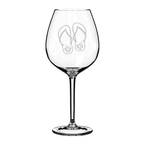 Wine Glass Goblet Flip Flops with Hibiscus (20 oz Jumbo)